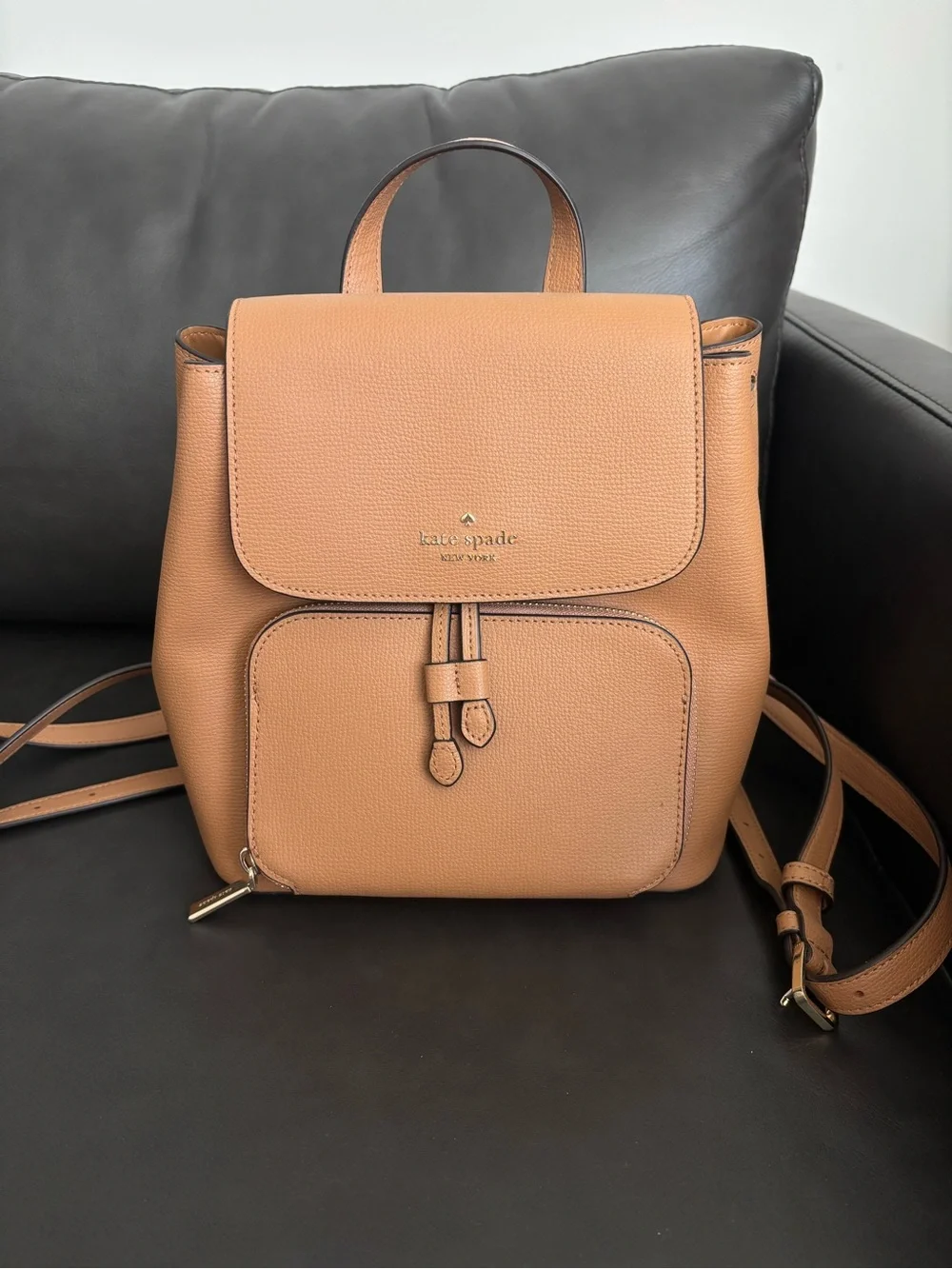 Discontinued Kate Spade Leila Medium Flap Backpack - Warm Gingerbread